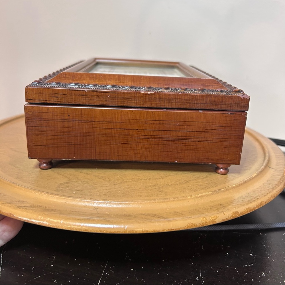 Vintage Wood Jewelry Box Trinket Box “All Through the Night‎ Mom” Poem Musical - Picture 10 of 15